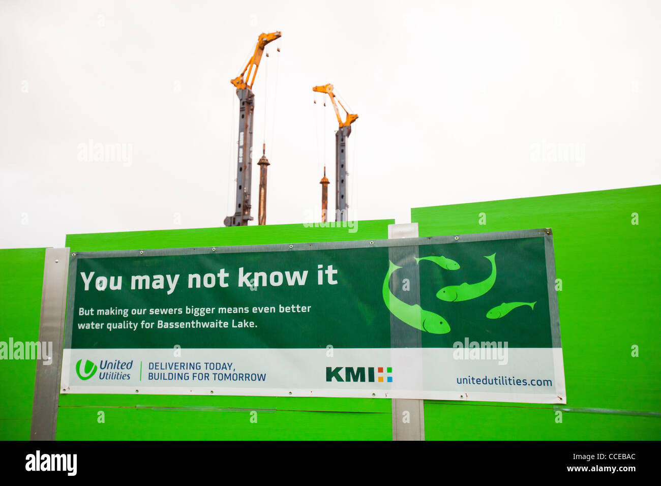 L'eau du nord-ouest un plus grand, nouveau système d'égouts dans la région de Keswick, après l'inondation, 2009 Banque D'Images
