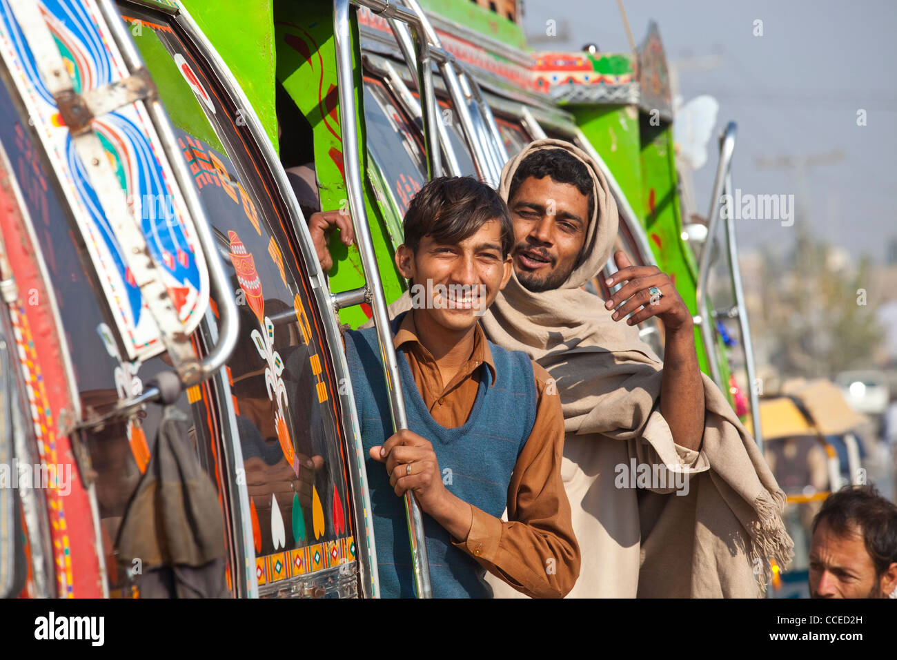 Bus décoré dans la province du Pendjab, au Pakistan Banque D'Images