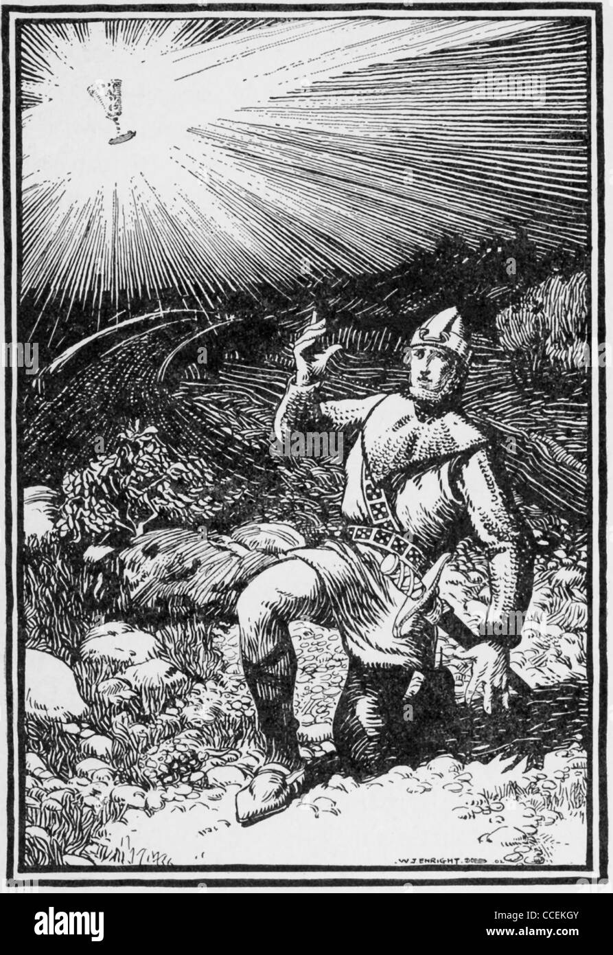 Le Saint Graal, illustré paraissant ici Sir Galahad, était un navire sacré qui est apparu dans de nombreuses légendes. Banque D'Images