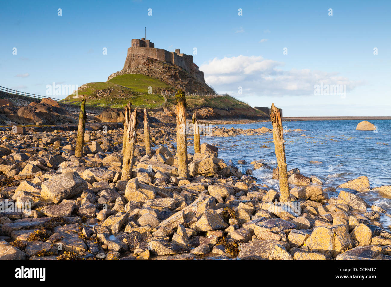 Château de Lindisfarne sur Lindisfarne ou Holy Island, tout près de la côte de Northumberland, Angleterre. Banque D'Images