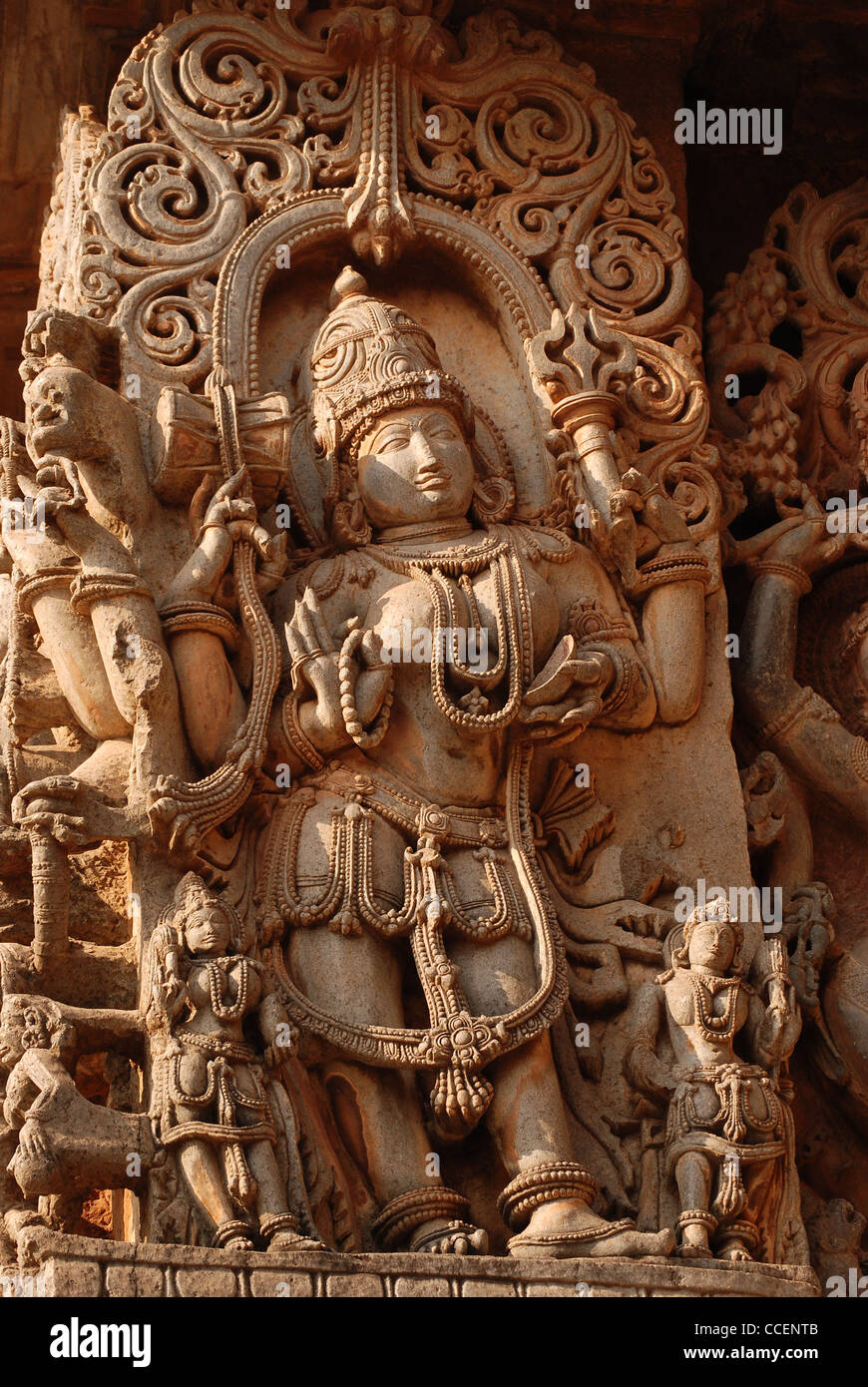 Sculpture de temple hoysaleswara temple,halebid,Karnataka, Inde Banque D'Images