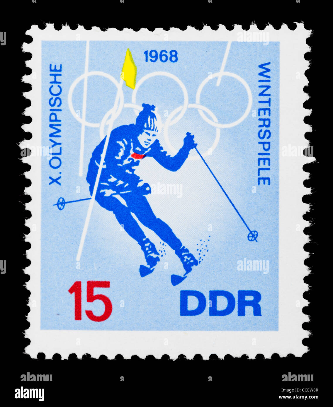 Timbre-poste : Jeux Olympiques d'hiver de 1968 X., DDR, état neuf Banque D'Images