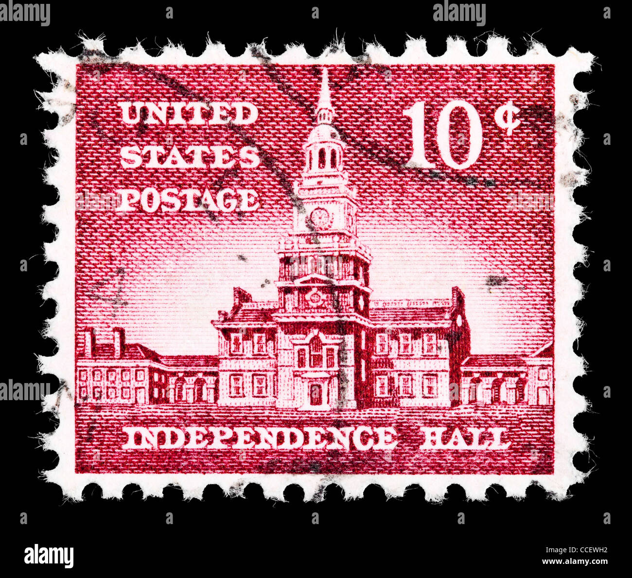 Timbre-poste : United States Postage, Independece Hall, 10 100, 1954, estampillé Banque D'Images