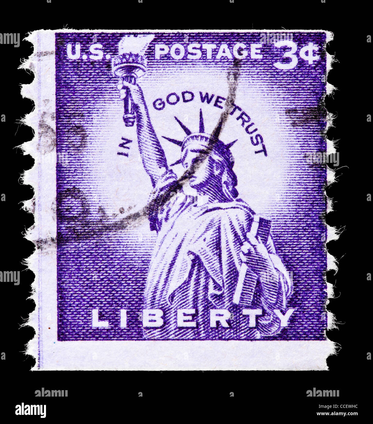 Timbreposte United States Postage, Statue de la liberté, 3 100, 1954, estampillé, perforés