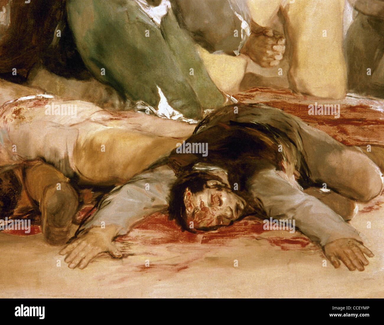 Francisco de Goya (1746-1828). Le 3 mai 1808 à Madrid : les exécutions sur la colline de Principe Pio. L'année 1814. Détail. Banque D'Images
