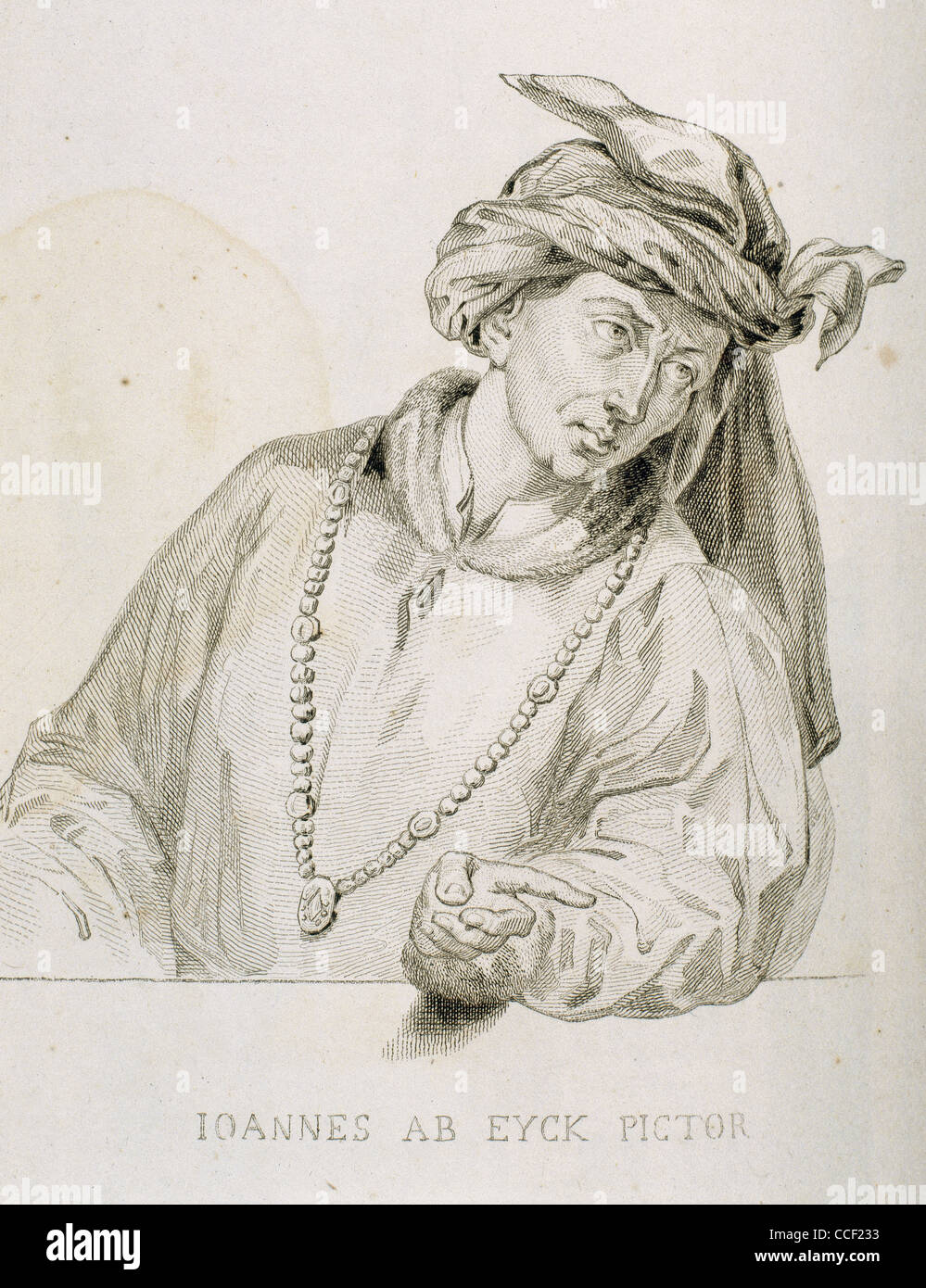 Jan Van Eyck (ch. 1395-1441). Peintre flamand, considéré comme le fondateur de l'École de Bruges. Portrait. La gravure. Banque D'Images