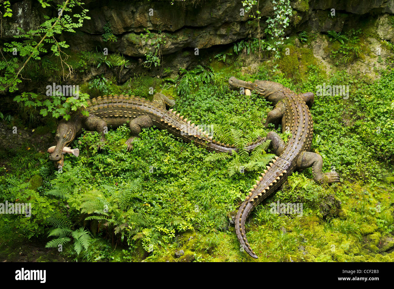 Les crocodiles modèle Dan-yr-Ogof Caves montrent au Pays de Galles Banque D'Images