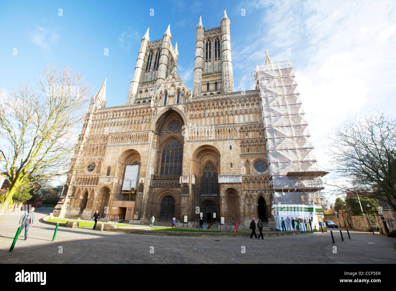 La Ville de Lincoln, Lincolnshire, Angleterre, la cathédrale de Lincoln, monument historique restauration tours gothique médiévale Banque D'Images