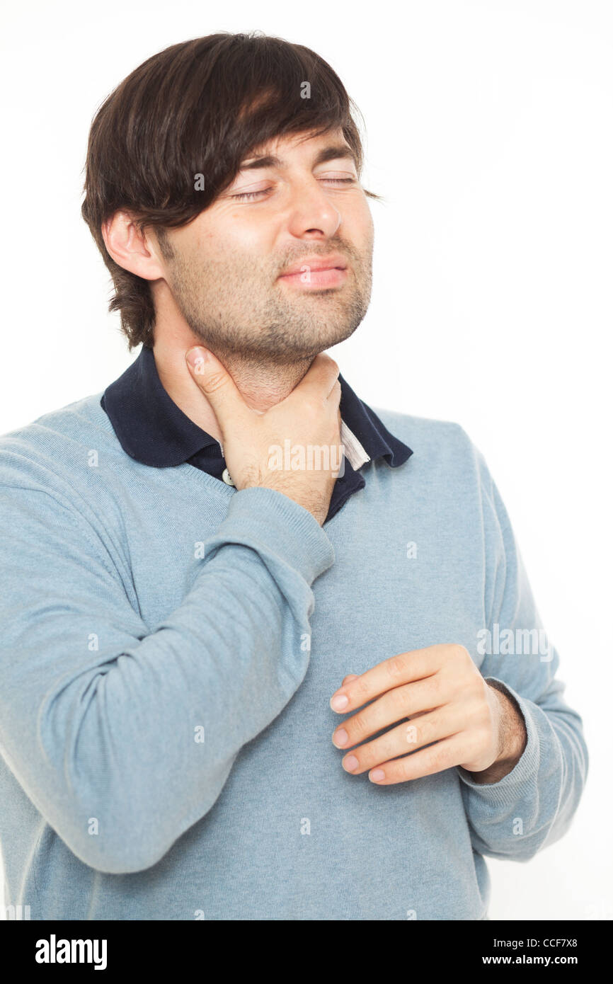 Mal de gorge homme Banque D'Images