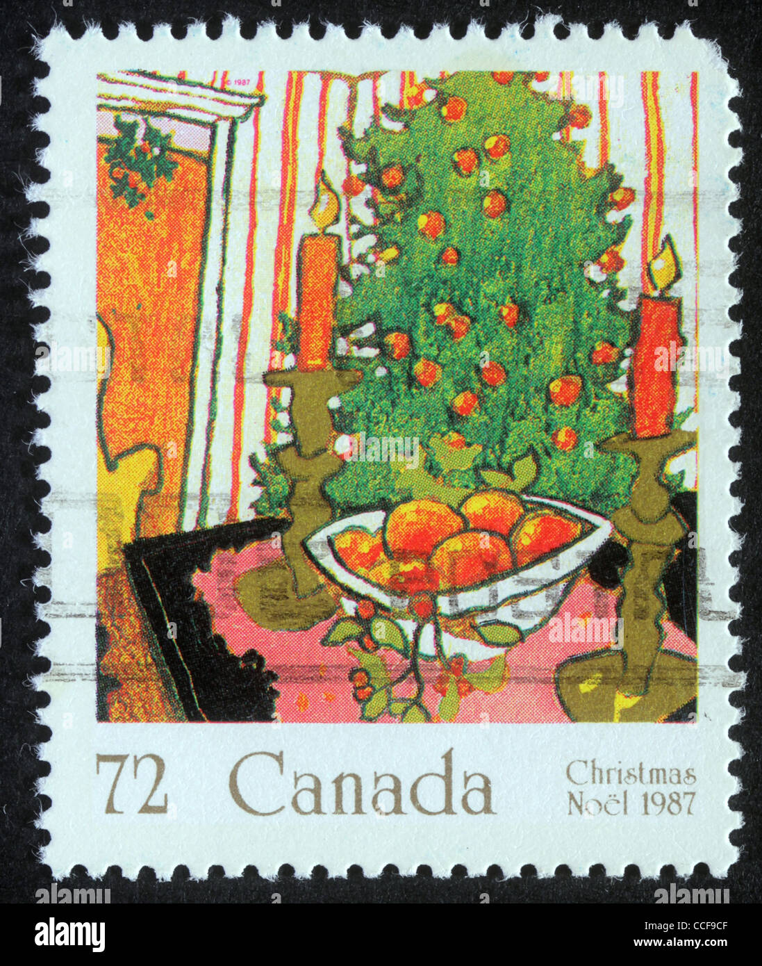 Un voeux de Noël de timbres au Canada, vers 1987 Banque D'Images