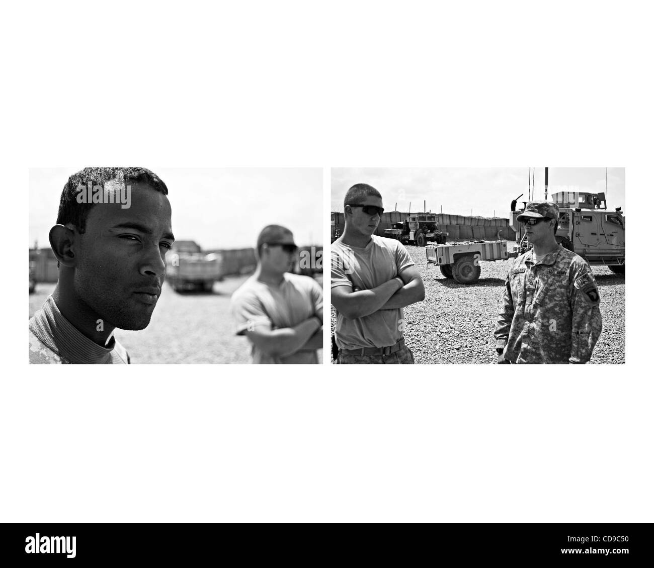 Jul 01, 2010 - L'Afghanistan, de Paktika - des soldats américains avec Abu compagnie, 1er Bataillon, 187e Régiment d'infanterie, d'attendre à la base d'opérations avancée Bermel avant de partir pour une rotation de 30 jours au poste de combat Margah. (Crédit Image : © Bill Putnam/ZUMAPRESS.com) Banque D'Images