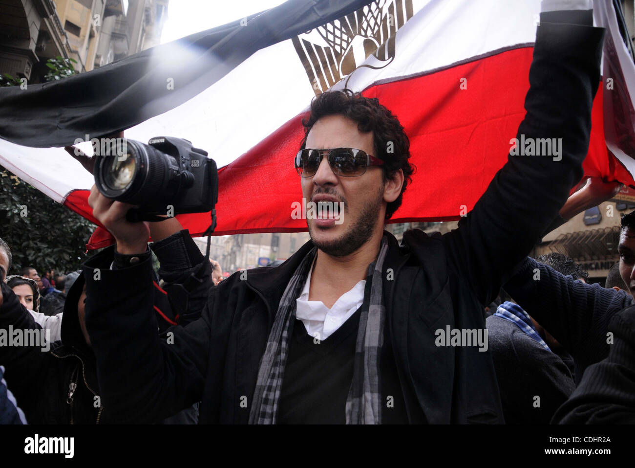 Artistes prendre part à la manifestation anti-gouvernementale de la place Tahrir au centre du Caire, l'Égypte le 4 février 10,2010. La place Tahrir a connu une explosion de l'expression politique et la liberté de parole depuis le début des manifestations anti-gouvernement.. Photo par Ahmed Asad Banque D'Images