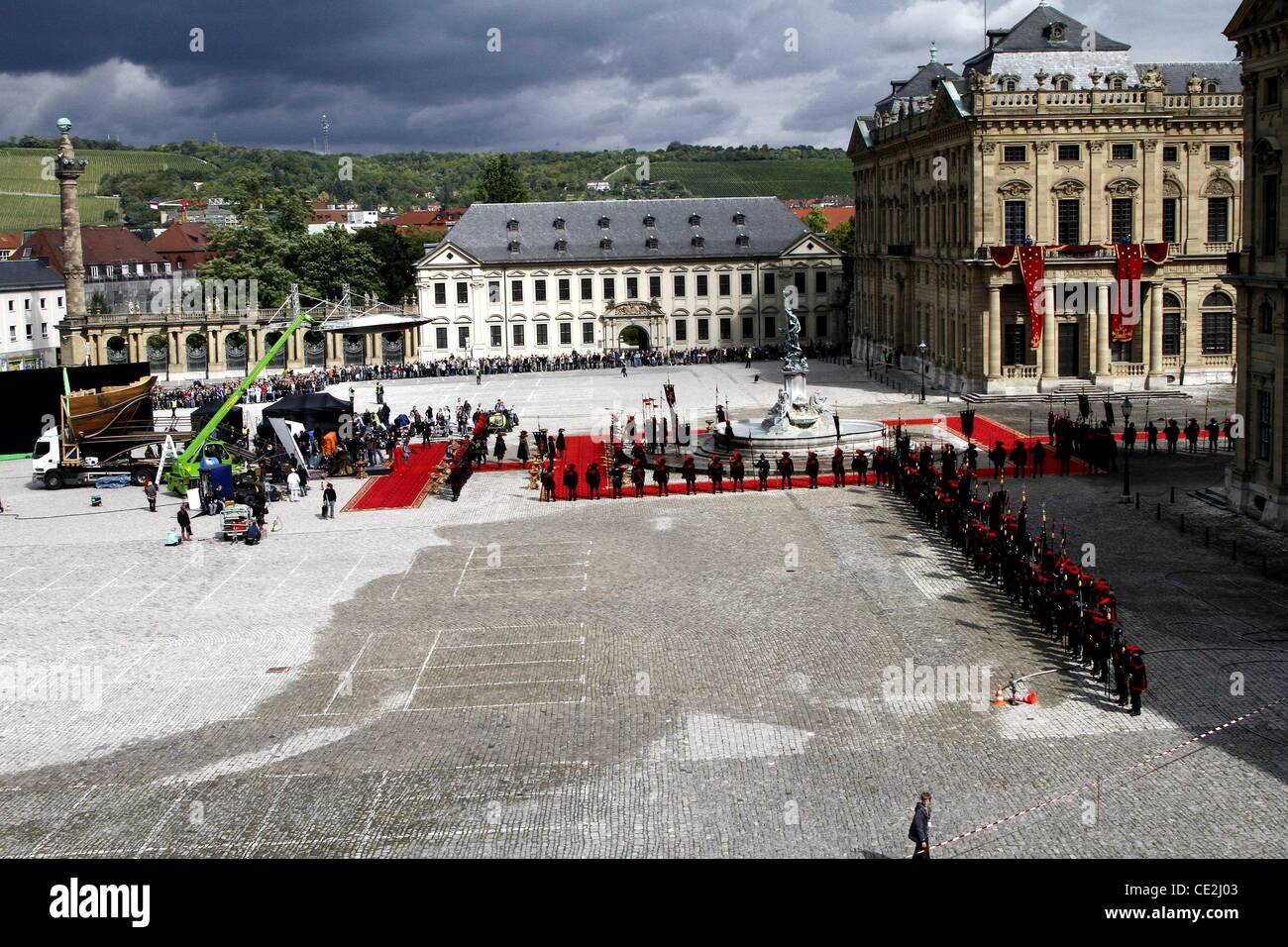 L'atmosphère sur l'ensemble de 'Les Trois Mousquetaires' à Residenz Würzburg. Würzburg, Allemagne - 30.01.2004 Banque D'Images