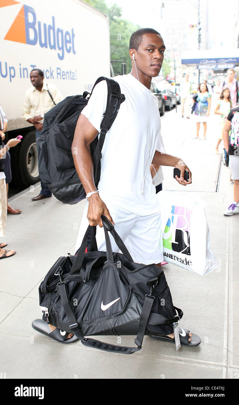 Rajon Rondo de l'USA Basket-ball de l'équipe nationale masculine arrivant au Ritz Carlton Hotel New York City, USA - 16.08.10 Banque D'Images