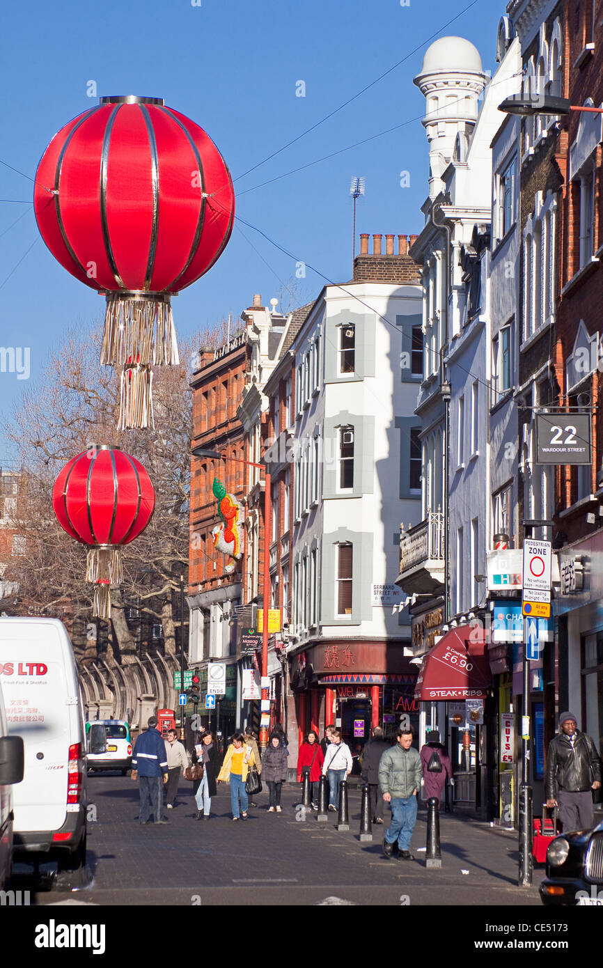 Londres, Soho Wardour Street Janvier Banque D'Images