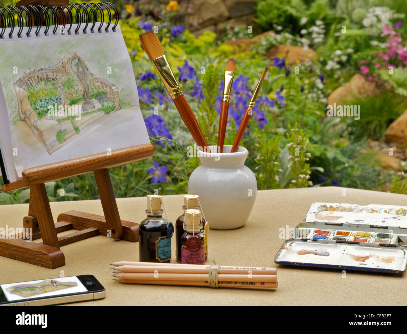 L'art du jardin du Yorkshire couleur de l'eau tableau peintres Banque D'Images