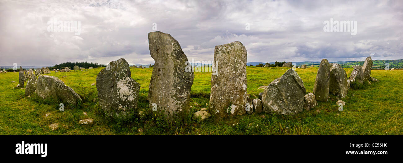 Le cercle de pierres de Beltany, Donegal, Irlande Banque D'Images