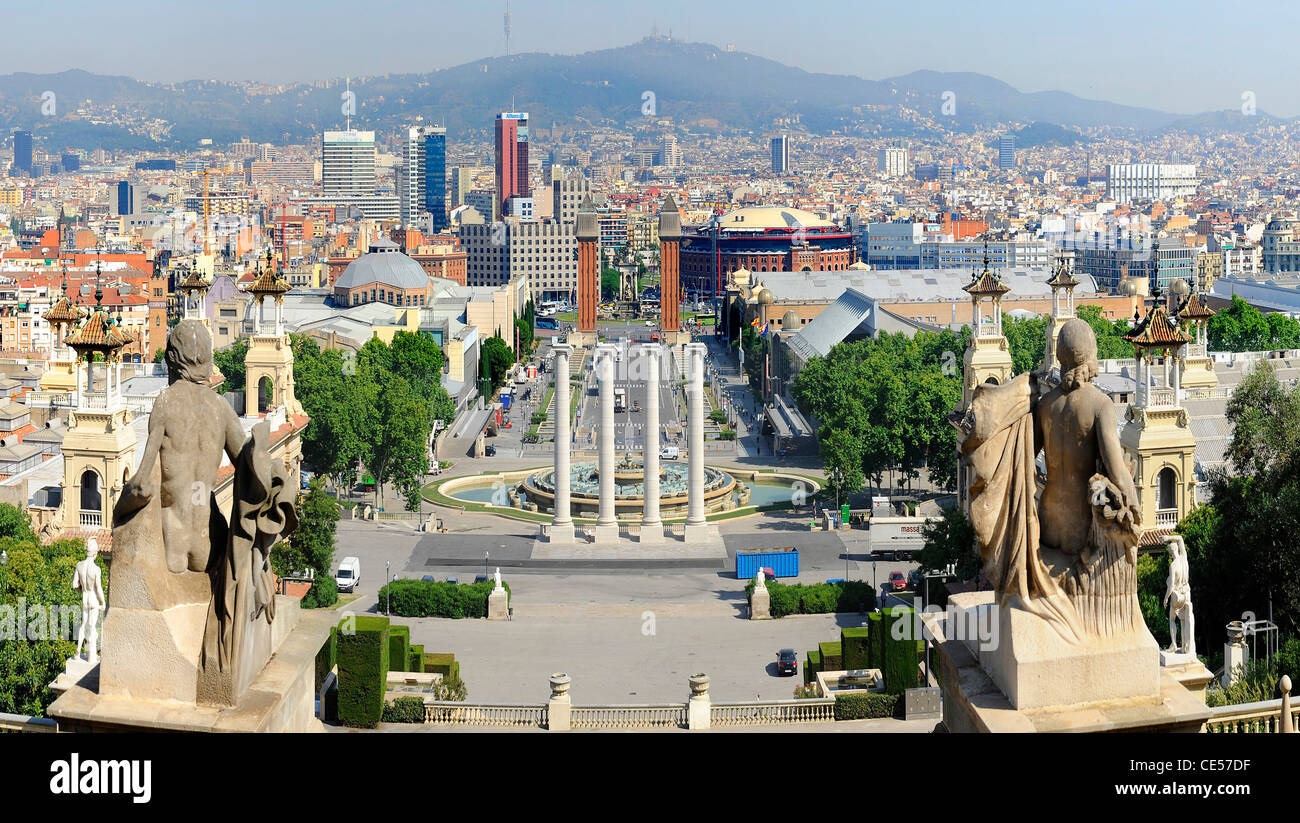 Vue panoramique de la colline de Montjuïc de Barcelone Espagne Europe Catalogne Banque D'Images