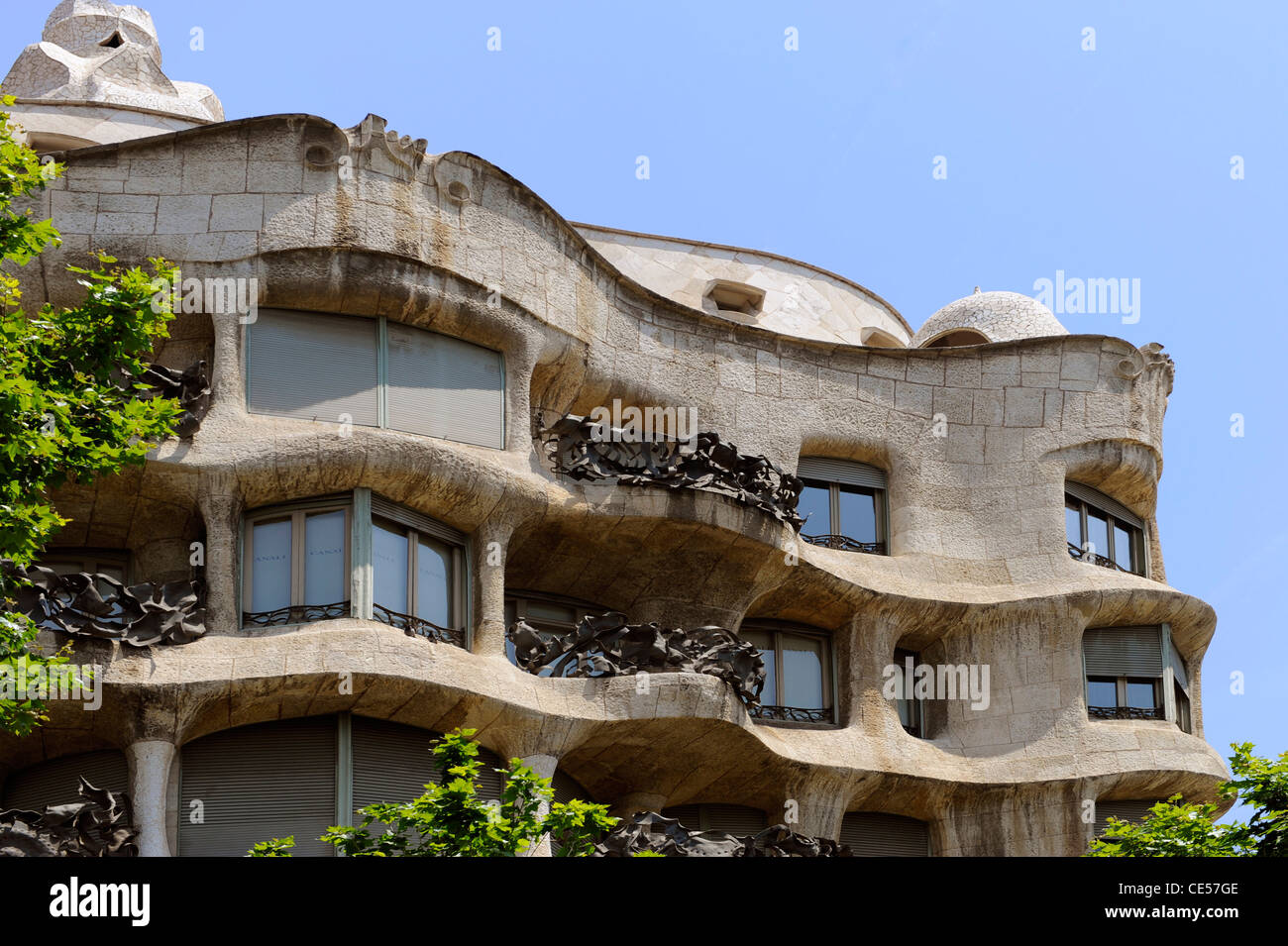 Ornate Building balcon Barcelone Espagne Europe Catalogne Banque D'Images