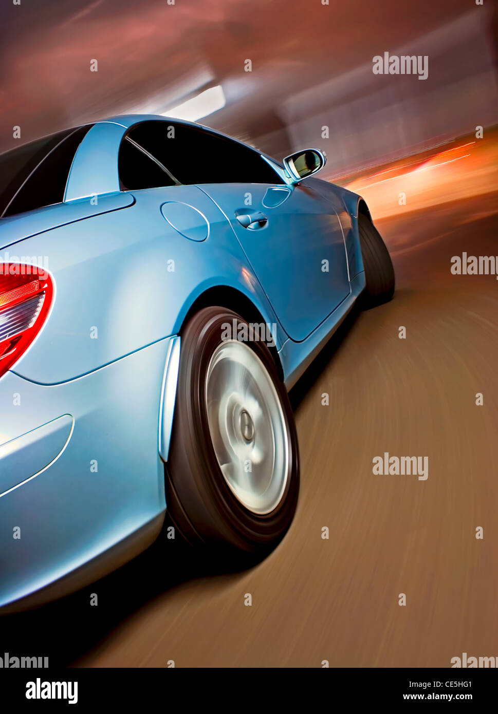 Voiture de sport rapide avec Motion Blur Banque D'Images