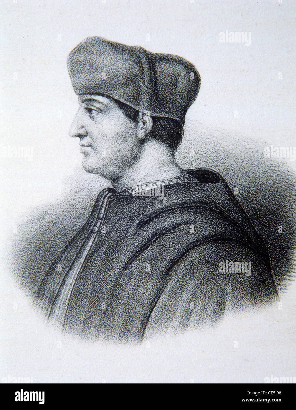 Portrait de Georges d'Amboise, Georges d'Amboise ou Cardinal d'Amboise, Cardinal et Archevêque de Rouen. Illustration ancienne ou gravure Banque D'Images