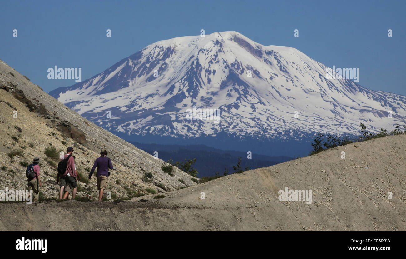 Mont Adams randonneur près du Mont Saint Helens Banque D'Images