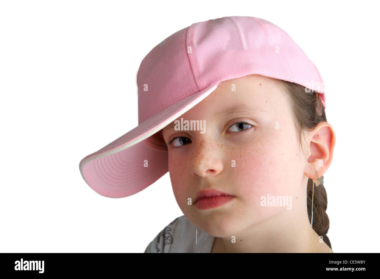 Fille avec une casquette rose Photo Stock - Alamy