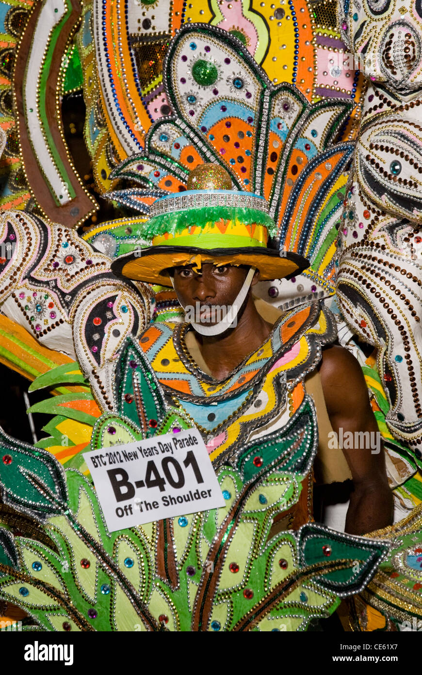 Junkanoo, le défilé du Nouvel An 2012, Redland Soldats, Nassau, Bahamas Banque D'Images