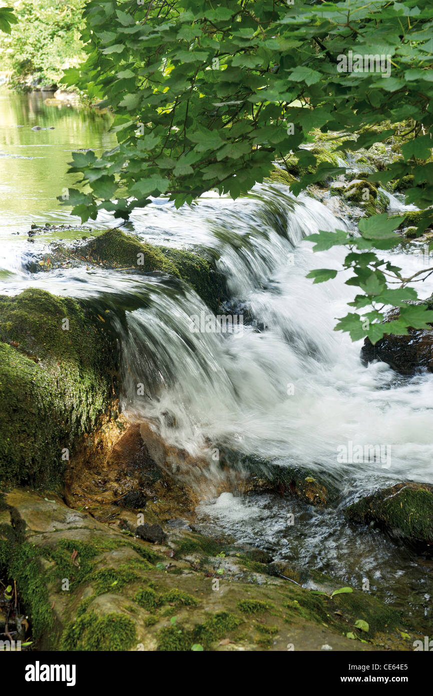 Les chutes d'eau par le Moulin du curé à Caldbeck village traditionnel de Cumbrie Lake District Cumbria Uk l'heure d'été Banque D'Images