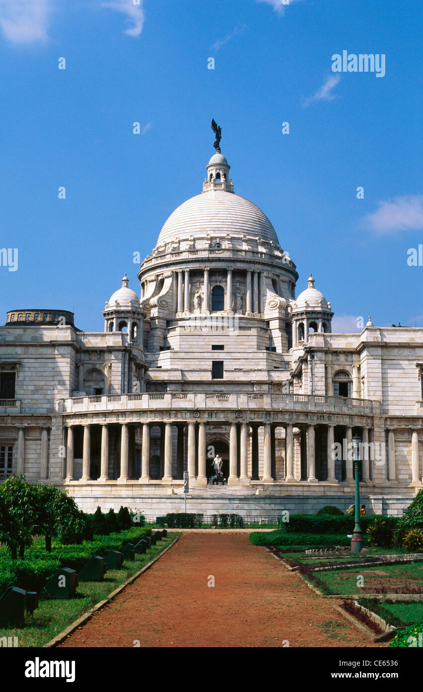 Victoria Memorial Grand musée de marbre blanc ; dôme et piliers ; Calcutta ; Kolkata ; Bengale occidental ; Inde ; Asie Banque D'Images