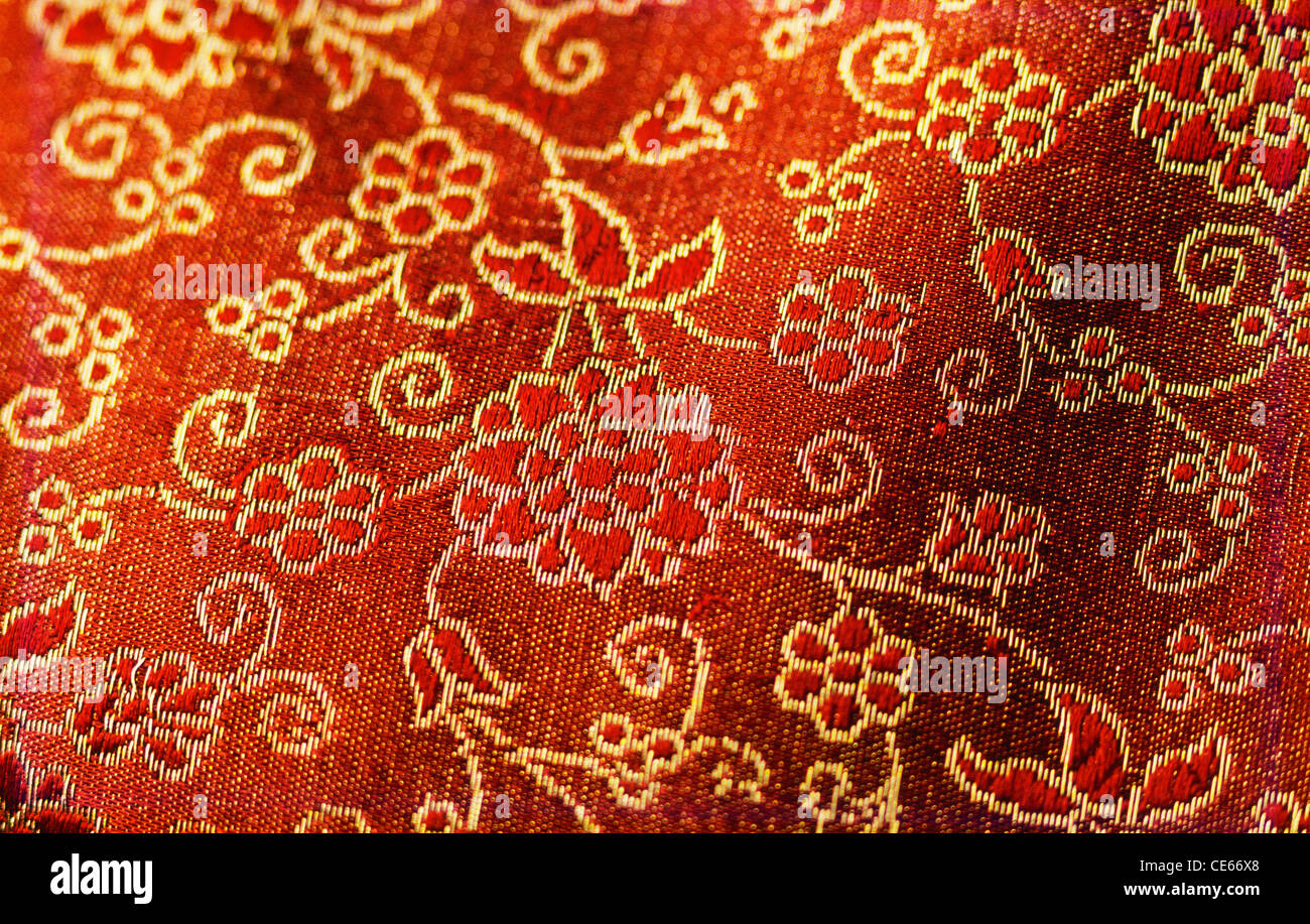 Tissu jacquard ; tissu jacquard ; motif tissé complexe ; Inde ; Asie Banque D'Images