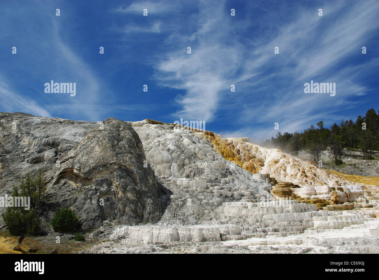 Terrasses de mammouth Impression, le Parc National de Yellowstone, Wyoming Banque D'Images