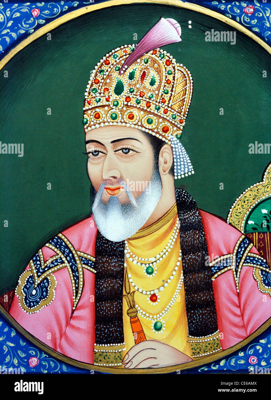 L'empereur Moghol Shah Jahan peinture miniature sur papier - bdr 68674 Banque D'Images