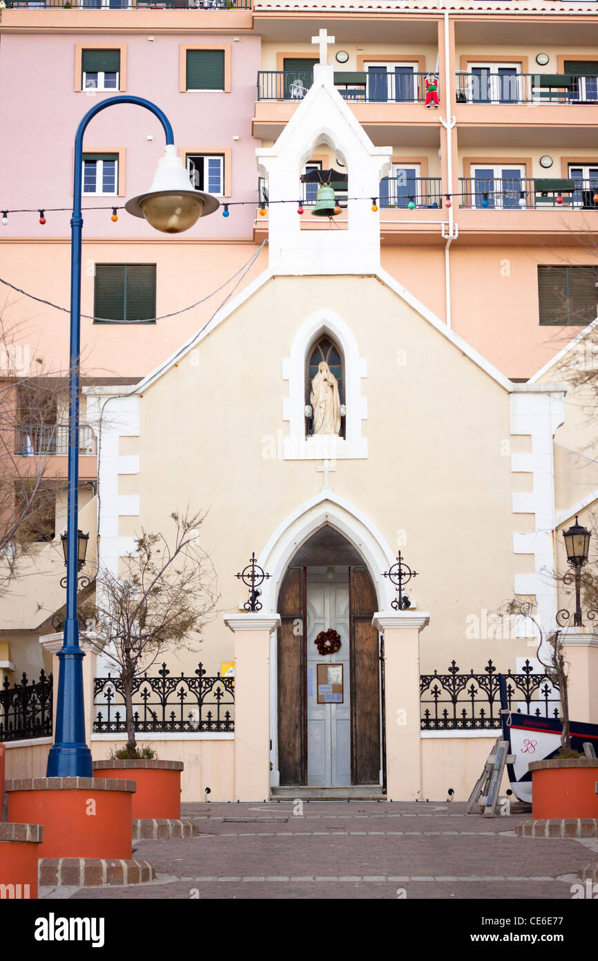 Église Notre Dame des Douleurs. L'Église catholique romaine en Catalan Bay Village, Gibraltar. Banque D'Images