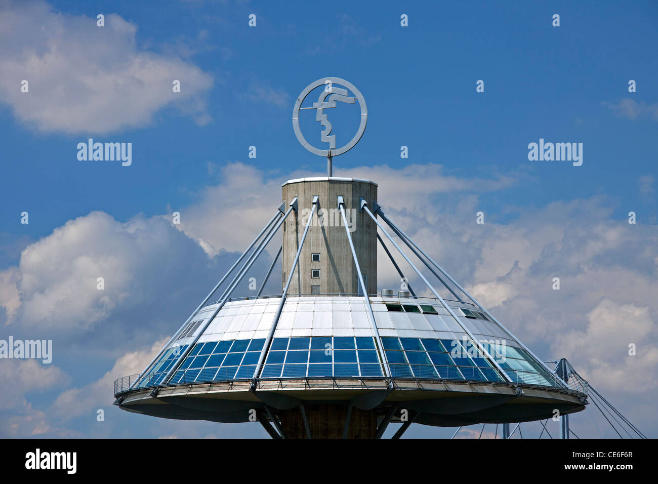Signer avec logo de la Hannover Messe, plus grande foire industrielle, Basse-Saxe, Allemagne Banque D'Images