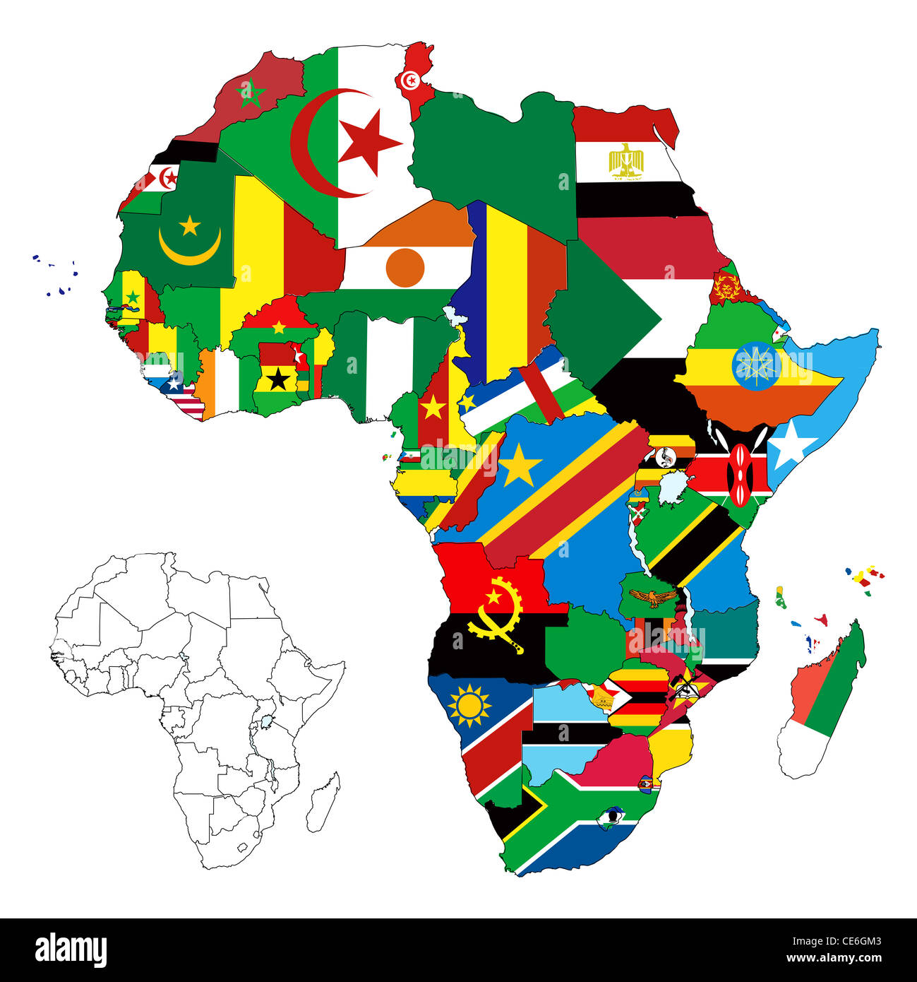 L'illustration de tous les pays d'Afrique Banque D'Images