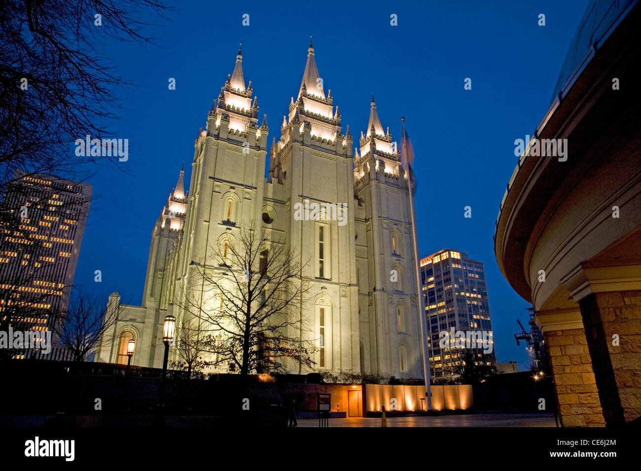 - L'UTAH Salt Lake City Temple de l'Église de Jésus-Christ des Saints des Derniers Jours, le temple mormon. Banque D'Images
