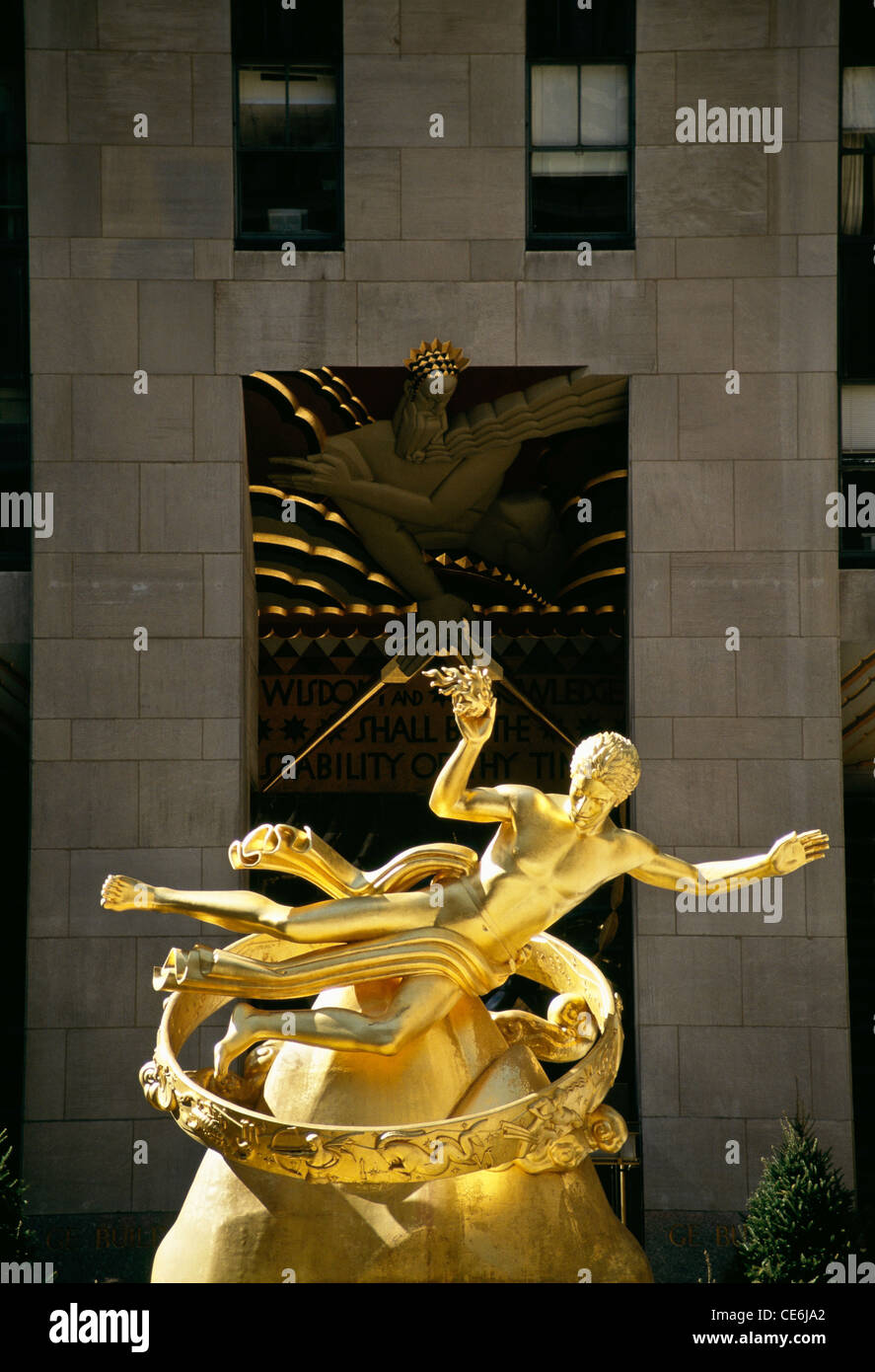 Statue de Prométhée, Rockefeller Center NEW YORK Banque D'Images