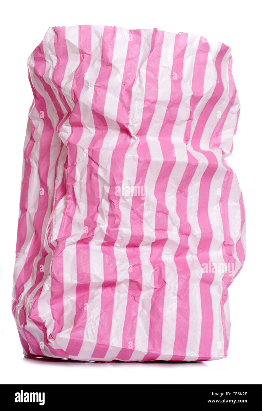 Retro sweet candy stripe sac sur fond blanc Banque D'Images