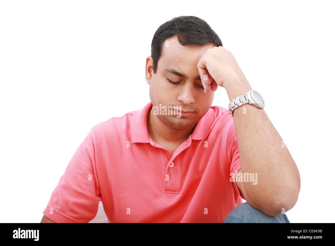 Portrait d'un homme désespéré, triste dans la douleur Banque D'Images