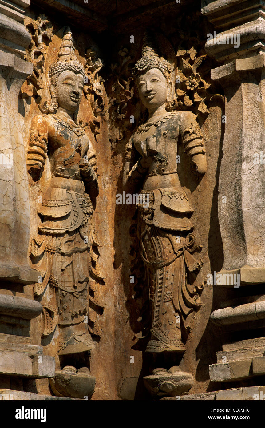 La Thaïlande Chiang Mai,Statue,détail Wat Jet Yot Banque D'Images