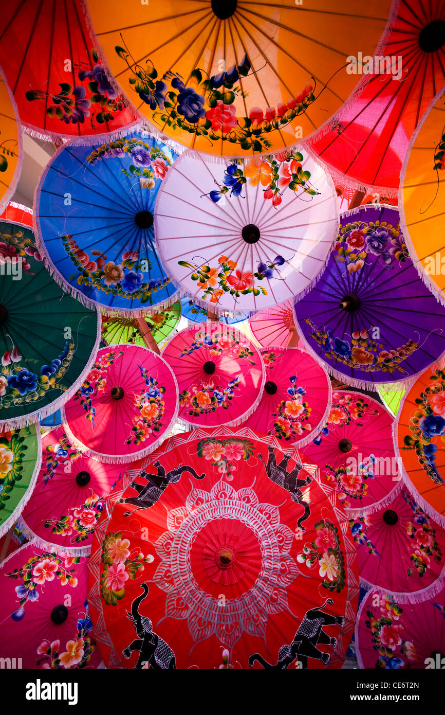 La Thaïlande Chiang Mai,parasol,affichage à l'Village Borsang Banque D'Images La Thaïlande Chiang Mai,parasol,affichage à l'Village Borsang Banque D'Images
