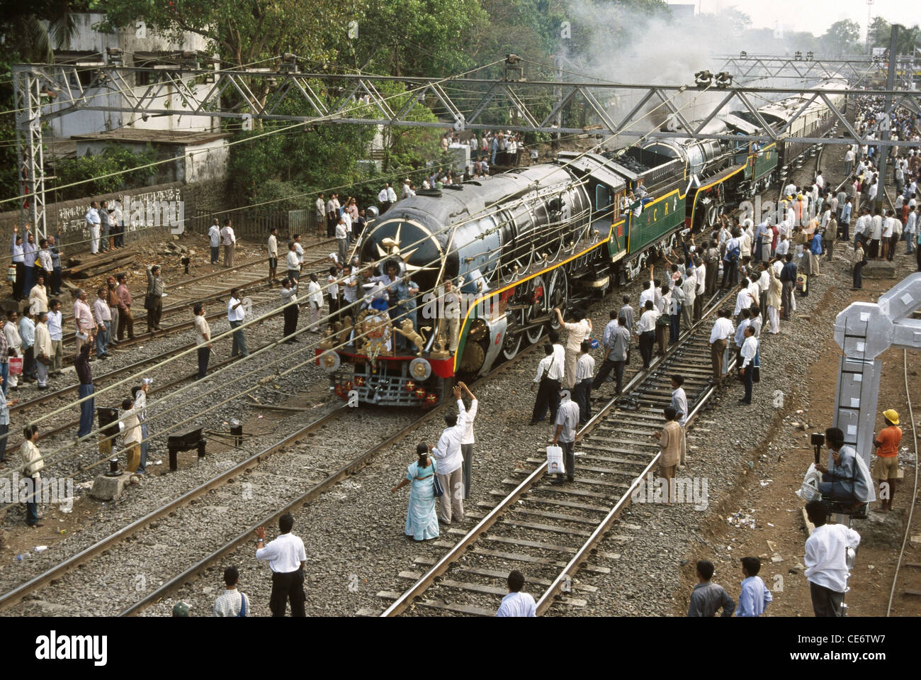 Train à vapeur pour célébrer 150 ans de premier train de Victoria Terminus VT mumbai bombay maharashtra inde asie Banque D'Images