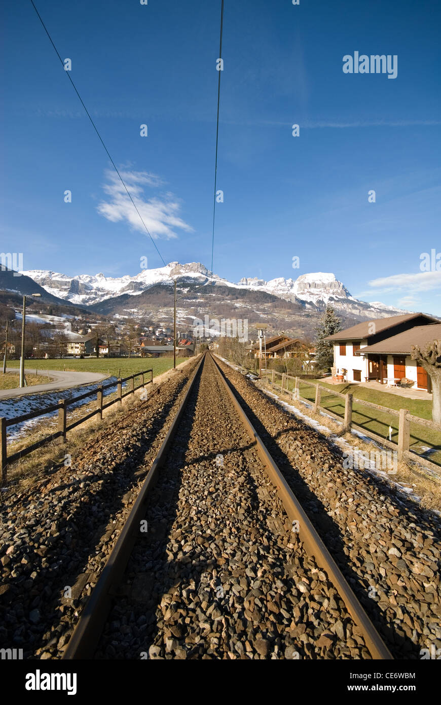 Une ville des Alpes entre Genève, Suisse, Chamonix, France Banque D'Images