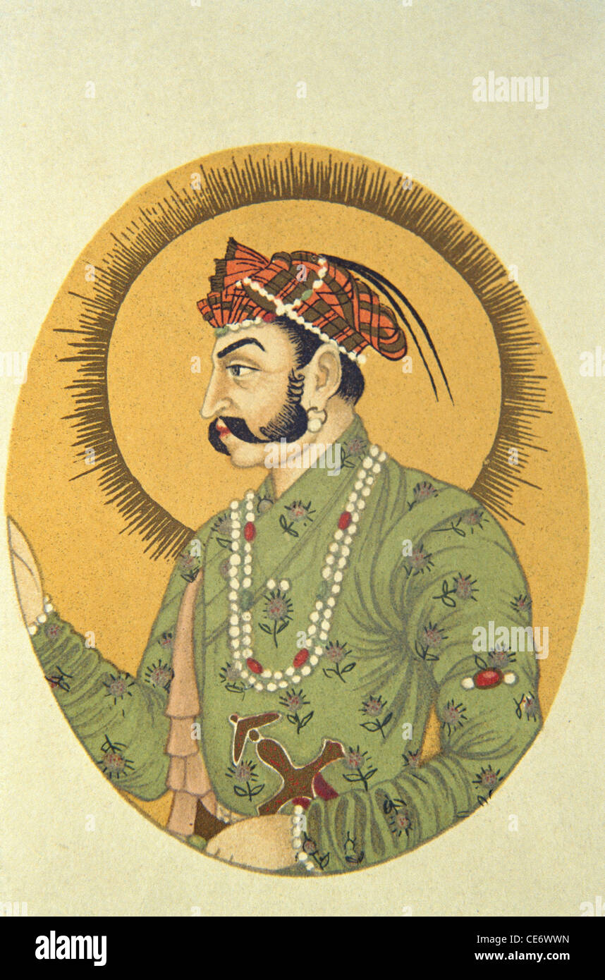 Peinture Miniature Portrait de l'empereur moghol jahangir inde Banque D'Images