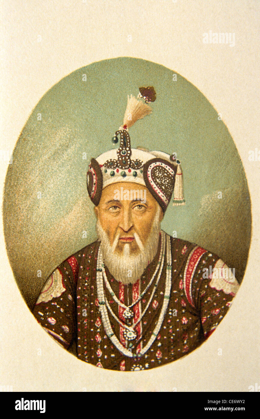 Portrait peint de l'empereur Mughal Akbar Shah Inde Banque D'Images