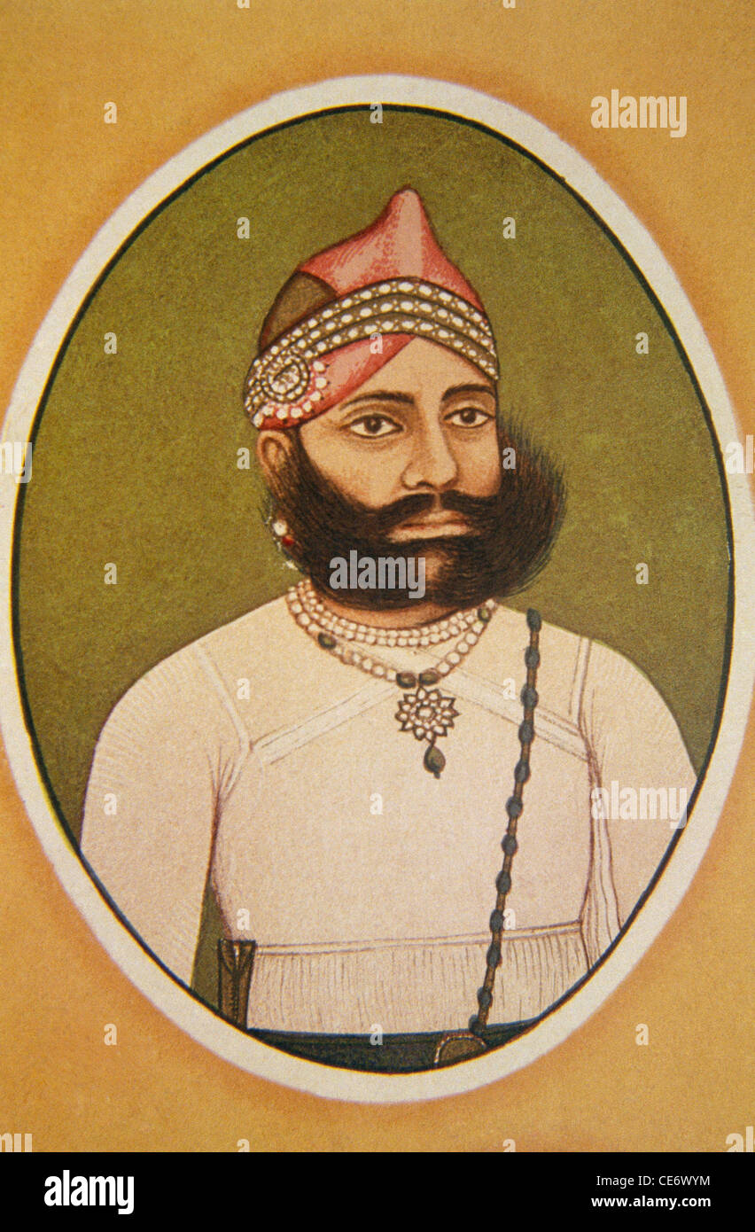 BDR 83475 : peinture portrait de maharaja fateh singh udaipur rajasthan inde Banque D'Images