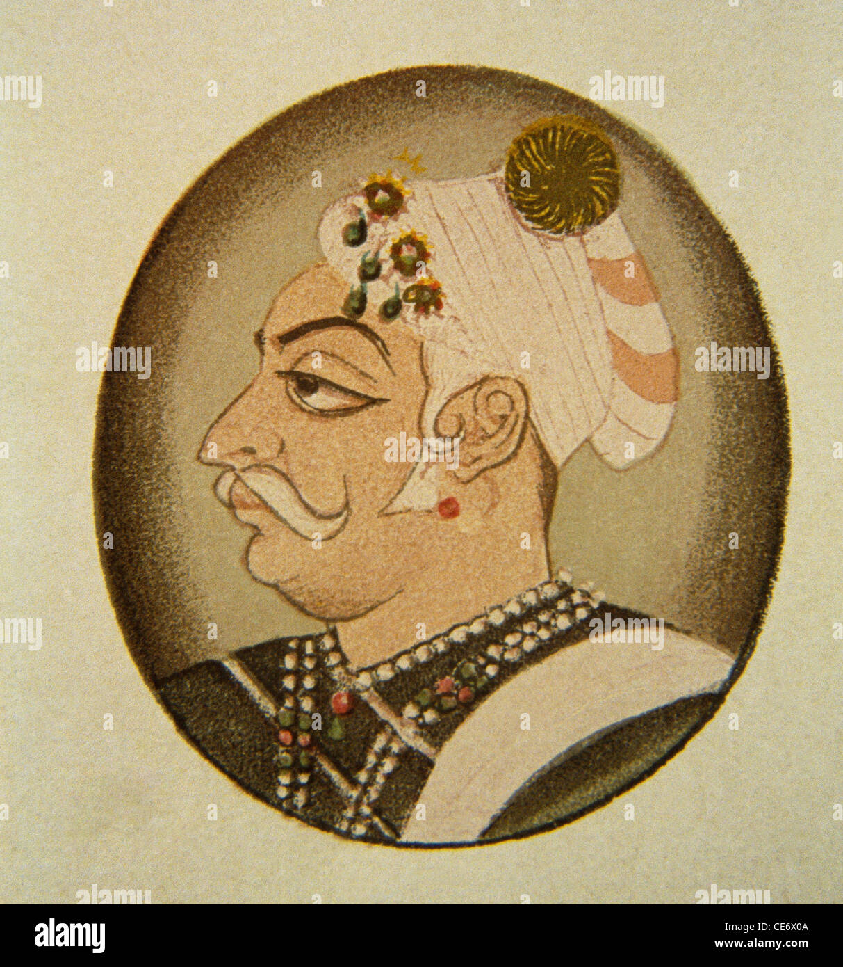 Peinture miniature ; Maharaja Bharatpur ; Thakur Badan Singh ; Rajasthan ; Inde ; Asie Banque D'Images