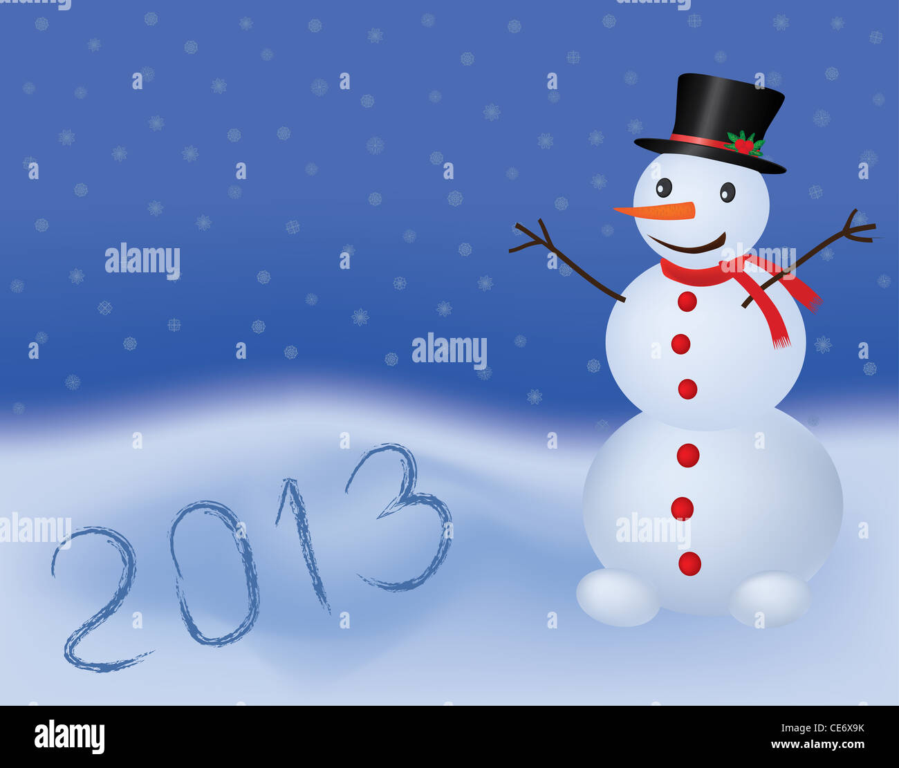 Nouvelle année 2013 background with snowman Banque D'Images