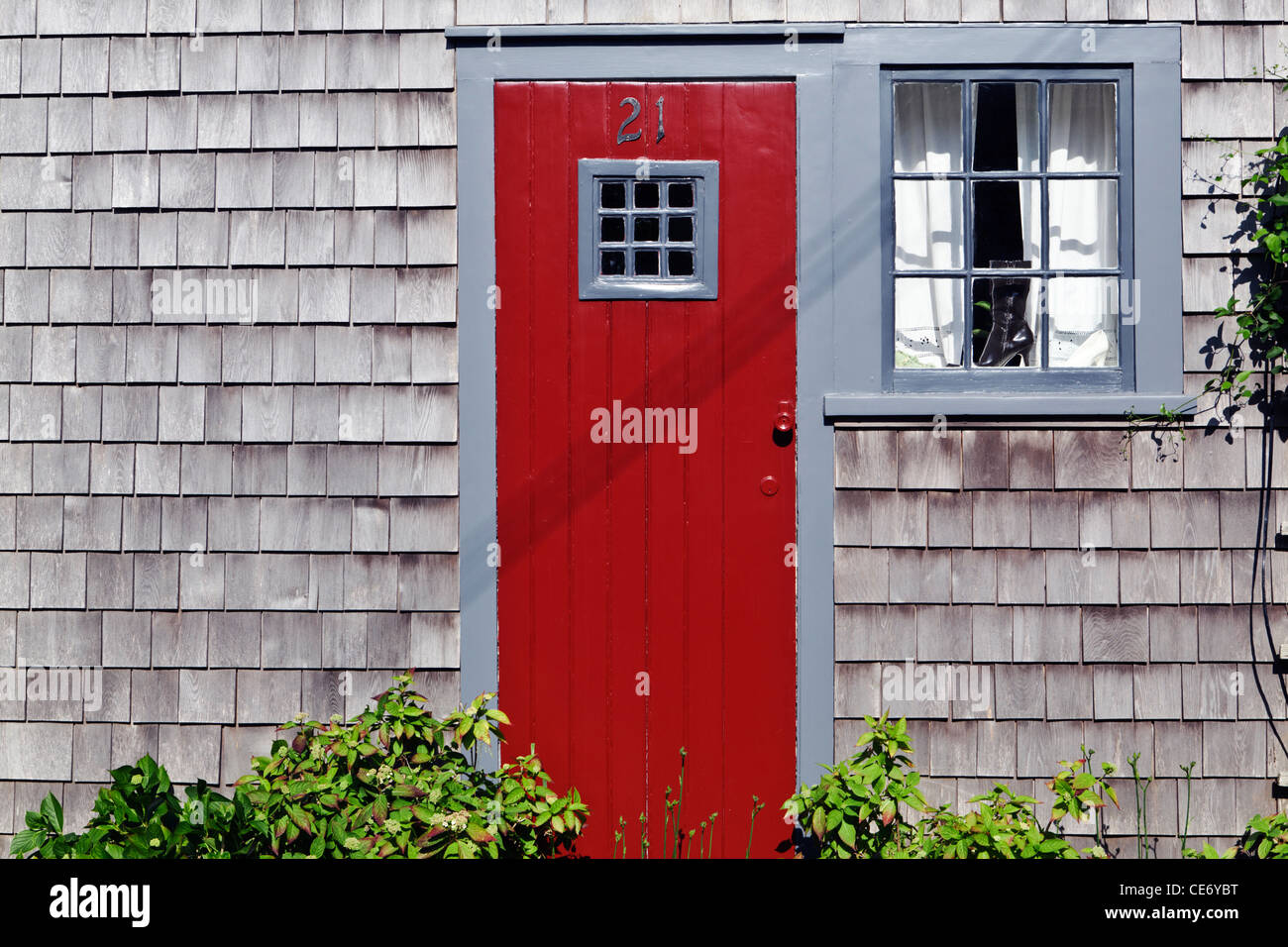 Cottage de style Shingle historique Siasconset Nantucket Island Cape Cod, Massachusetts USA Banque D'Images